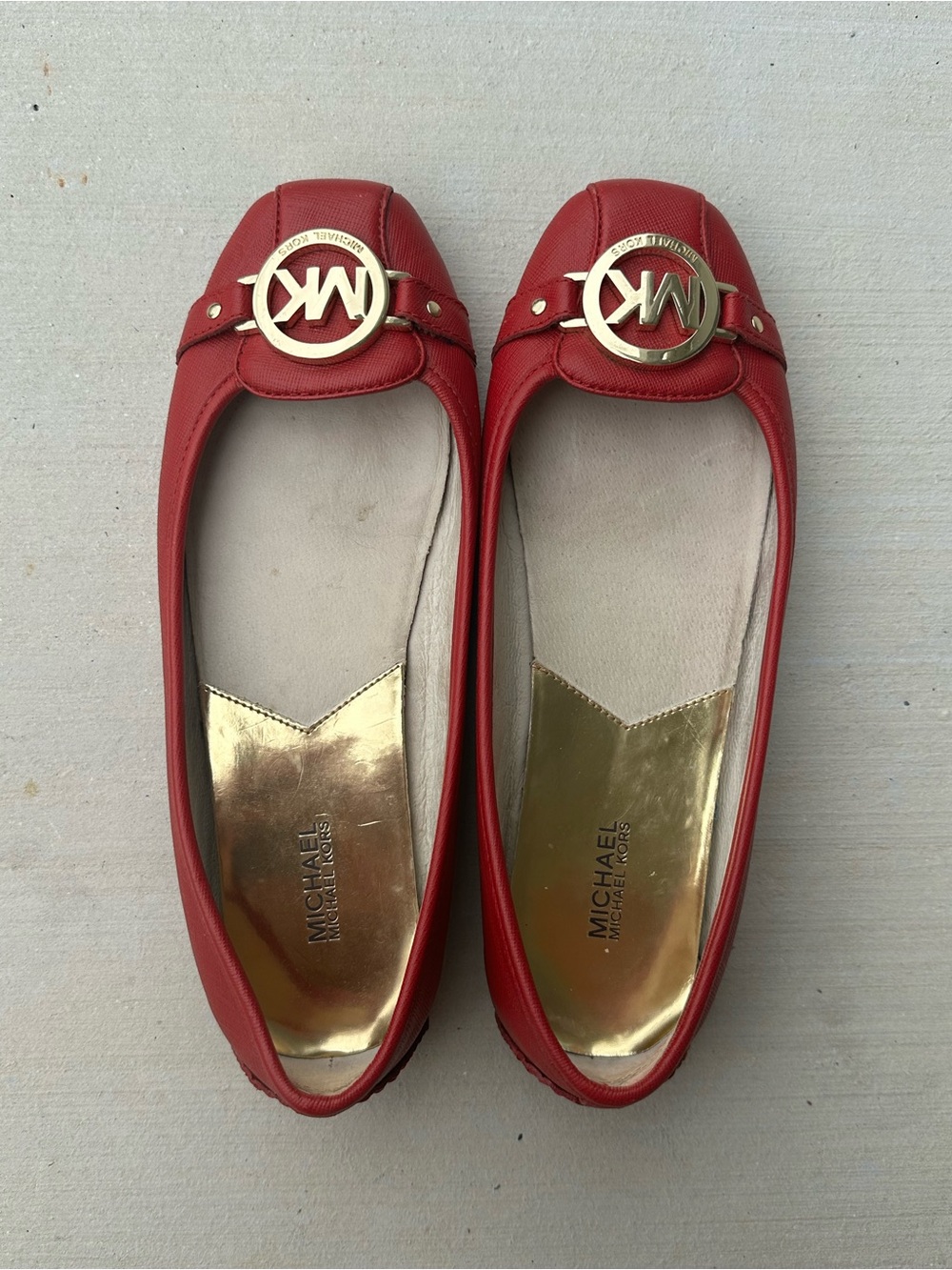 Michael Kors Women's Red MK Logo Ballet Flats 7.5